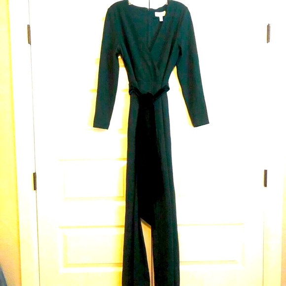 NWT BADGLEY MISCHKA Hadley Emerald Velvet Sash Jumpsuit 6 MSRP $300 - Picture 5 of 9
